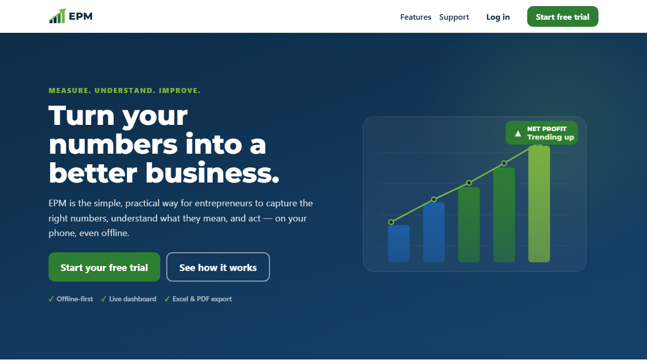 Optimal EPM dashboard home